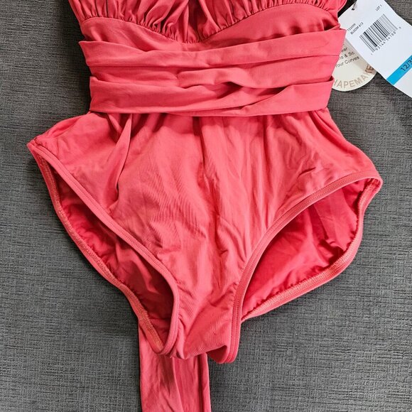 Contours By Coco Reef Bloom Iconic Belted High Neck One Piece Swimsuit Size 12 - Picture 6 of 10